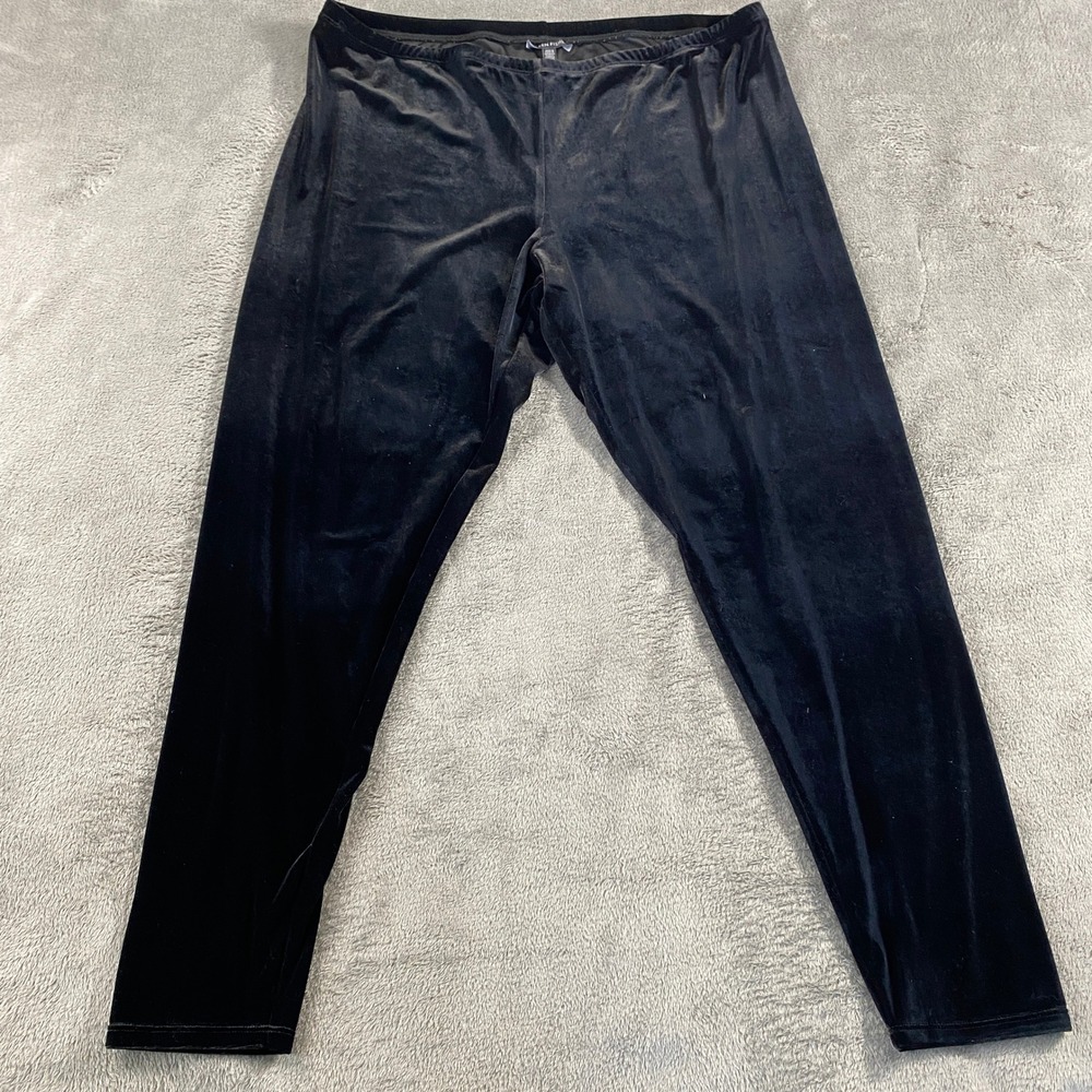Eileen Fisher Leggings Womens XL Black Velvet Stretch Slim Tapered Pull On Goth